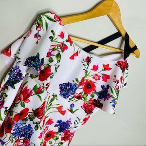 ✨NWT ASOS Maternity Floral Print Ruffle One Shoulder Midi Dress Size 10